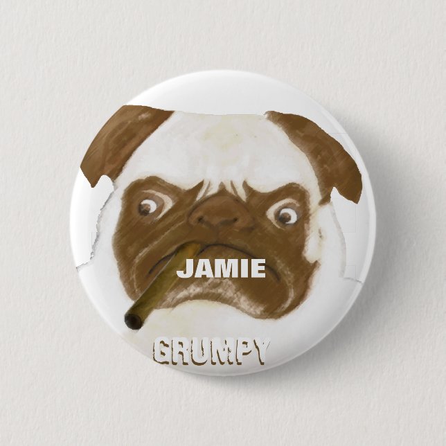 Personalisiert Grumpy AFICIONADO Puggy Cigar Button (Vorderseite)