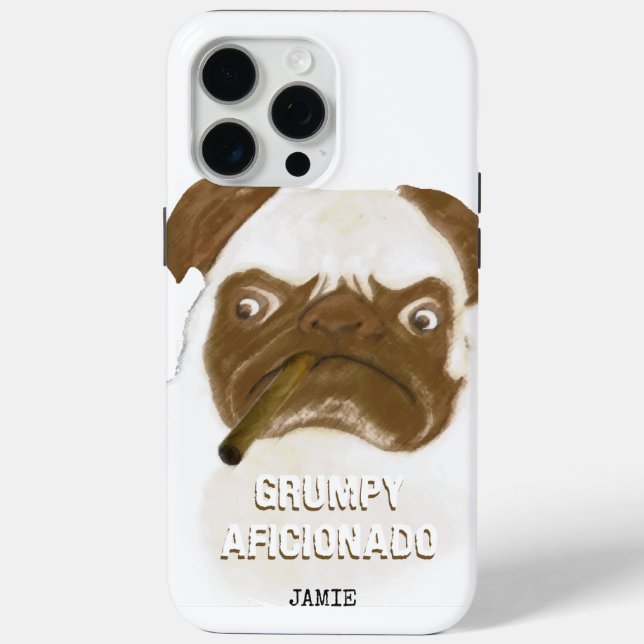 Personalisiert Grumpy AFICIONADO Puggy Cigar Case-Mate iPhone Hülle (Rückseite)