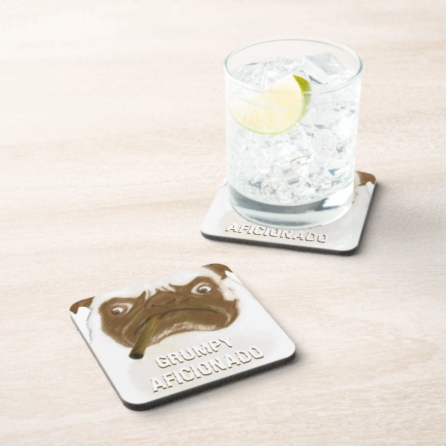 Personalisiert Grumpy AFICIONADO Puggy Cigar Getränkeuntersetzer (Rechte Seite)