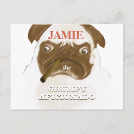 Personalisiert Grumpy AFICIONADO Puggy Cigar Postkarte