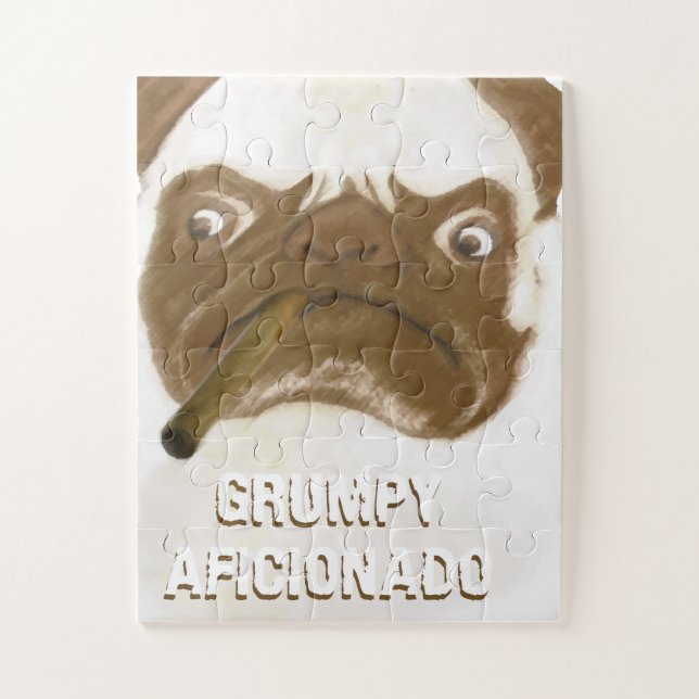 Personalisiert Grumpy AFICIONADO Puggy Cigar Puzzle (Vertikal)