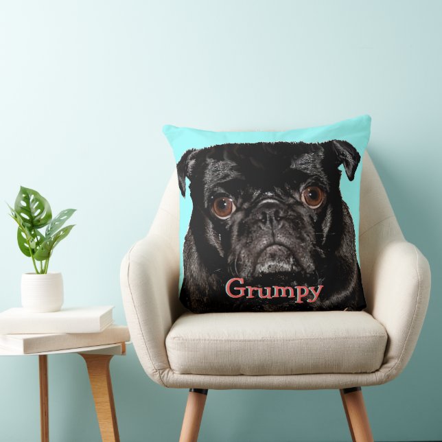 Personalisiert Grumpy Puggy Kissen (Stuhl )