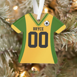 Personalisiert-Grün/Gelb-Fußball-Jersey Ornament