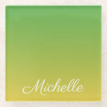 Personalisiert-grün und gelb-grün glasuntersetzer<br><div class="desc">Personalisiert-grün und gelb-grün</div>