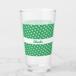 Personalisiert-grün-weißer Polka-Dot Gemustert Glas