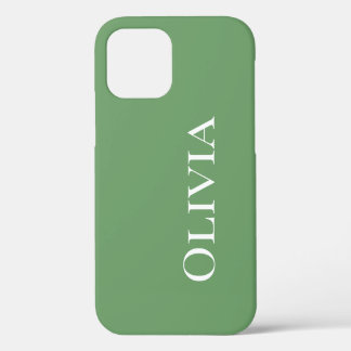 Personalisiert grüne Moderne einfache Typografie iPhone 12 Pro Hülle