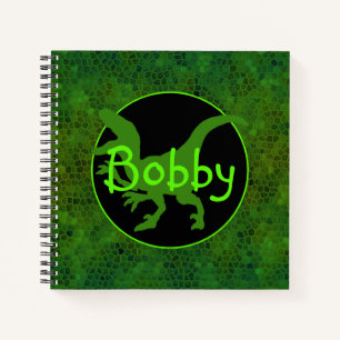 Personalisiert grüner Dinosaurier versteckt Notizbuch