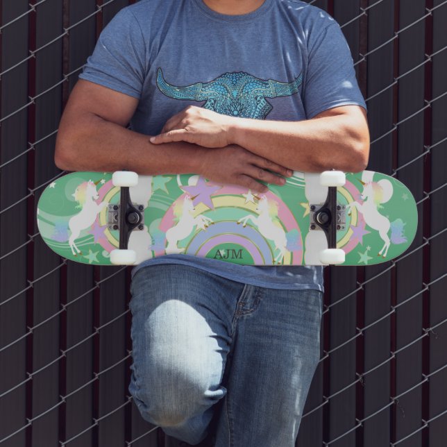 Personalisiert-grüner Regenbogen Skateboard (Außenbereich 3)