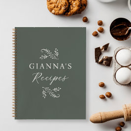 Personalisiert grünes botanisches Rezept Notizbuch