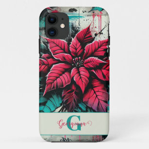 Personalisiert Grungy Poinsettia Floral Graffiti Case-Mate iPhone Hülle