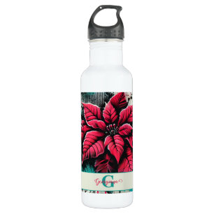 Personalisiert Grungy Poinsettia Floral Graffiti Edelstahlflasche