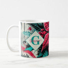 Personalisiert Grungy Poinsettia Floral Graffiti Kaffeetasse
