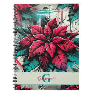 Personalisiert Grungy Poinsettia Floral Graffiti Notizblock