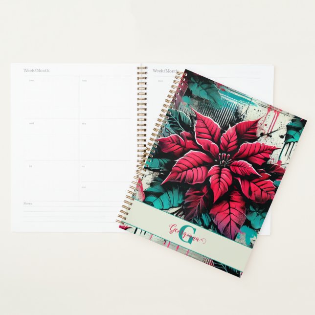 Personalisiert Grungy Poinsettia Floral Graffiti Planer (Anzeige)