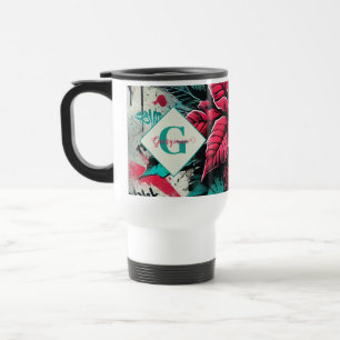 Personalisiert Grungy Poinsettia Floral Graffiti Reisebecher