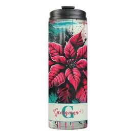 Personalisiert Grungy Poinsettia Floral Graffiti Thermosbecher