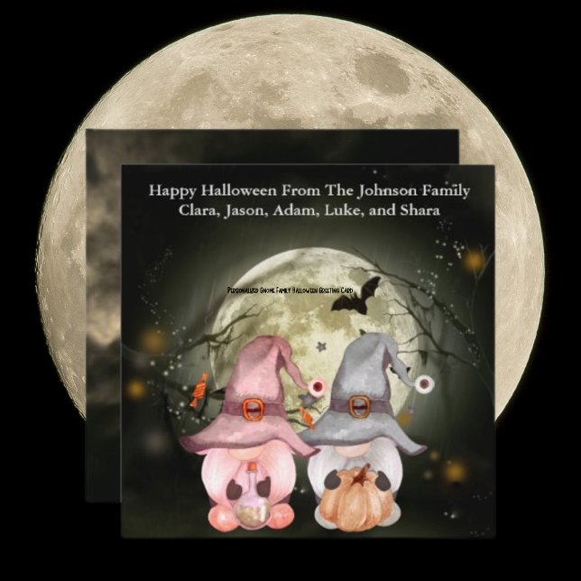 Personalisiert Grußkarte für Gnome-Familie (Personalized Gnome Family Halloween Greeting Card)