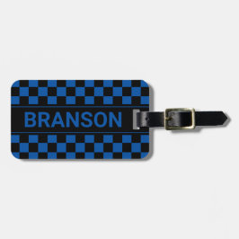 Personalisiert H Bar Blue Checked Gepäckanhänger