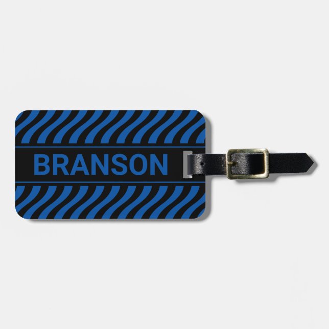 Personalisiert H Bar Blue Wave Gepäckanhänger (Vorderseite horizontal)