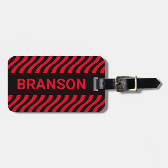 Personalisiert H Bar Red Wave Gepäckanhänger (Vorderseite horizontal)