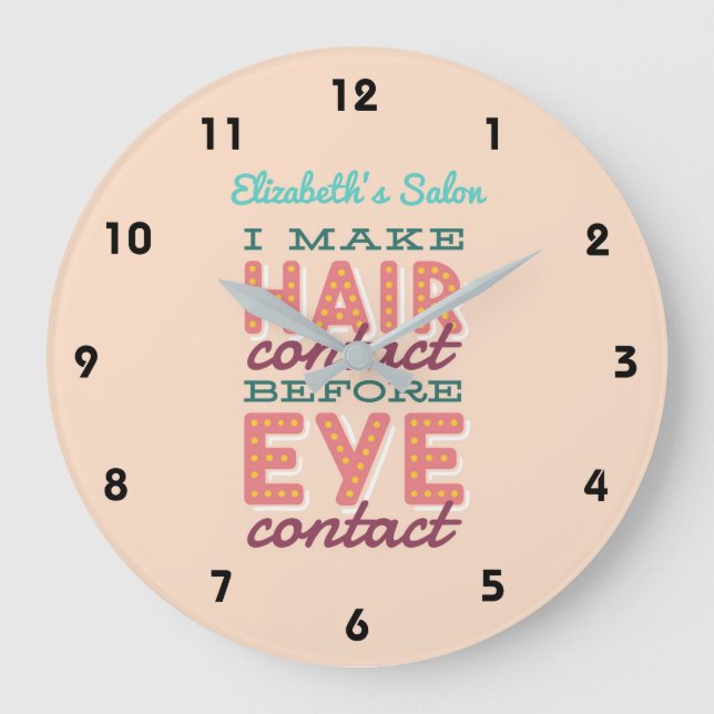 Personalisiert Haar Stylist RETRO Salon Cool Große Wanduhr (Vorderseite)