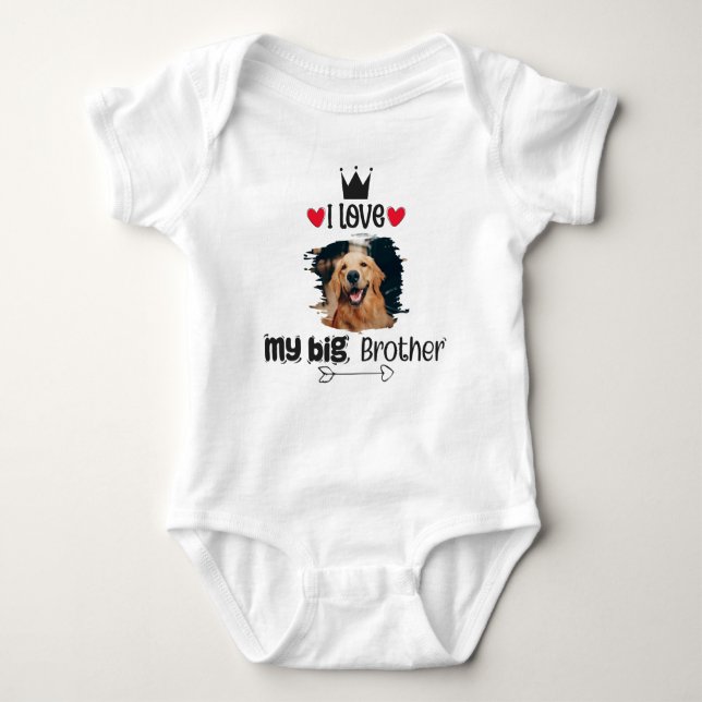 Personalisiert habe ich Liebe mein Big Brother Dog Baby Strampler (Vorderseite)