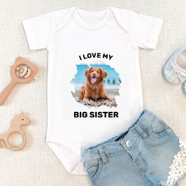 Personalisiert habe ich Liebe mein Big Sister Dog  Baby Strampler