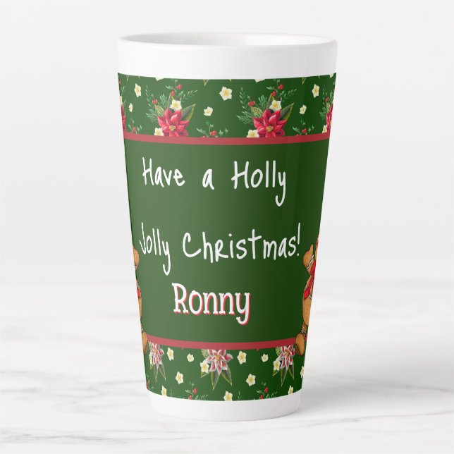 Personalisiert haben ein Holly-Jolly-Weihnachten Milchtasse (Vorderseite)