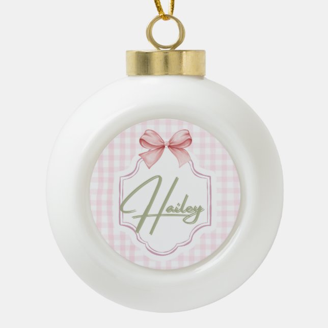Personalisiert Hailey Baby Girl Kinderzimmer Bow&G Keramik Kugel-Ornament (Vorderseite)