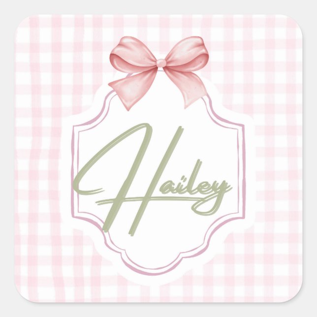Personalisiert Hailey Baby Girl Kinderzimmer Bow&G Quadratischer Aufkleber