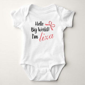 Personalisiert Hallo Big World! Ich bin BABY NAME Strampler