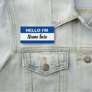 Personalisiert Hallo mein Name ist (blau) Namensschild
