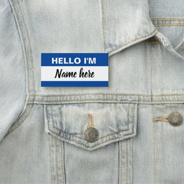 Personalisiert Hallo mein Name ist (blau) Namensschild (Beispiel)