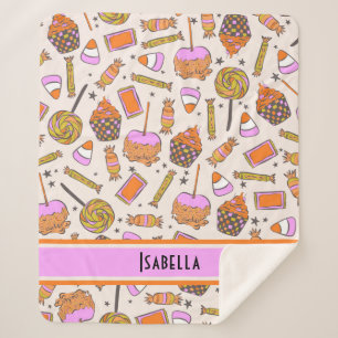 Personalisiert Halloween Candy Retro Groovy Blanke Sherpadecke