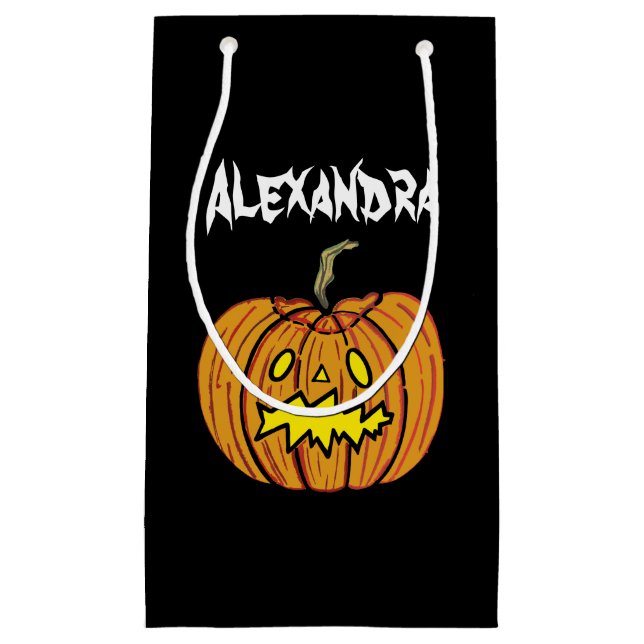 Personalisiert Halloween Pumpkin Kleine Geschenktüte (Vorderseite)