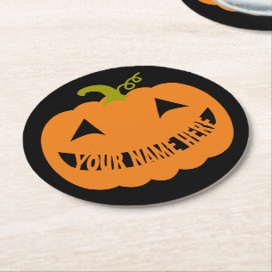 Personalisiert Halloween Pumpkin Runder Pappuntersetzer