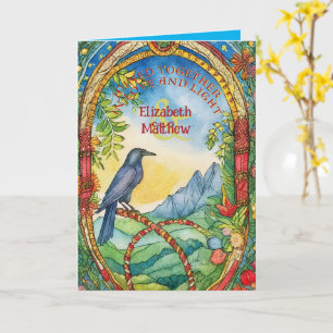 PERSONALISIERT HANDFASTING CARD PAGAN CELTIC RAVEN KARTE