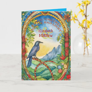 PERSONALISIERT HANDFASTING CARD PAGAN CELTIC RAVEN KARTE