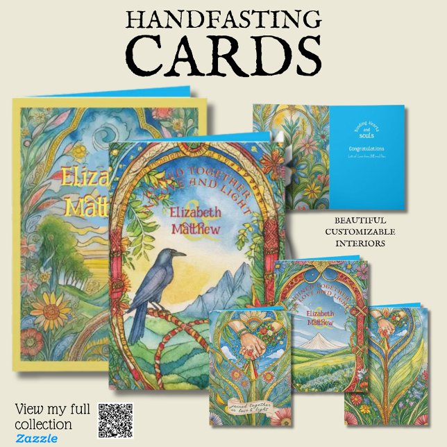 PERSONALISIERT HANDFASTING CARD PAGAN CELTIC RAVEN KARTE (Von Creator hochgeladen)