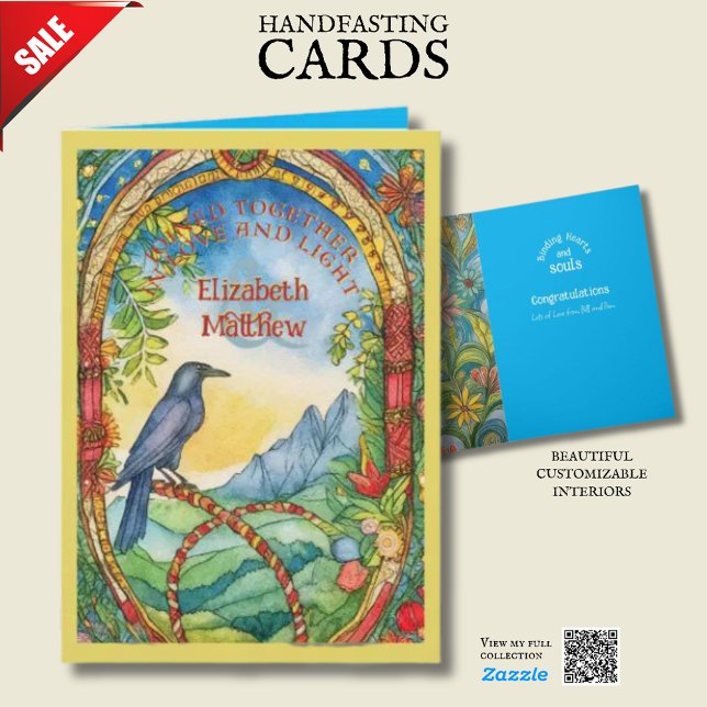PERSONALISIERT HANDFASTING CARD PAGAN CELTIC RAVEN KARTE (Von Creator hochgeladen)