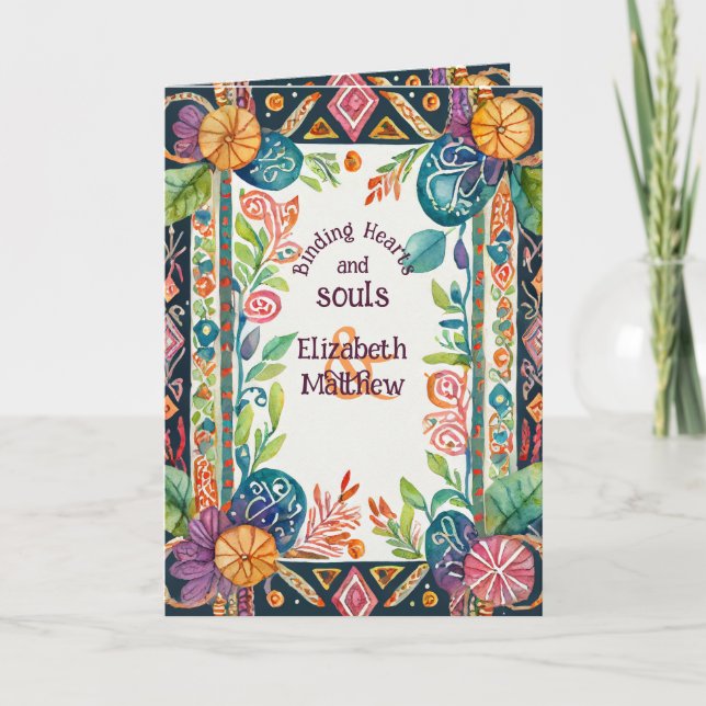 PERSONALISIERT HANDFASTING CARD PAGAN FOLKART FLOR KARTE (Vorderseite)