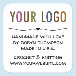 Personalisiert Handgefertigt mit Liebe-Aufklebern Quadratischer Aufkleber