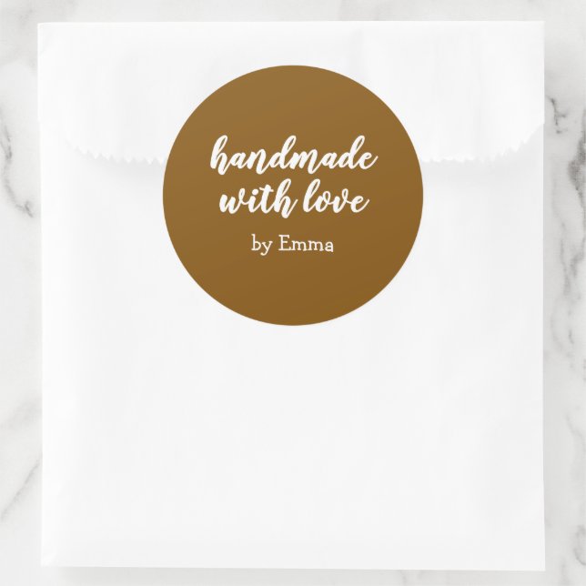 Personalisiert Handgefertigt mit Liebe Minimalisti Runder Aufkleber (Tasche)