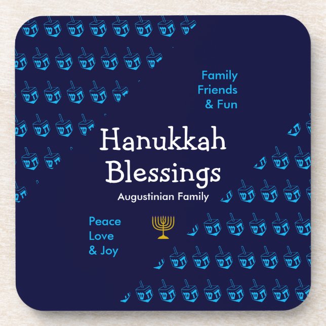 Personalisiert HANUKKAH BLESSINGS Getränkeuntersetzer (Vorderseite)