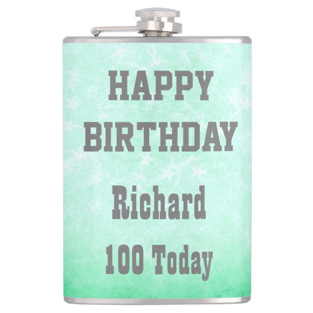 Personalisiert Happy 100. Geburtstag Design Flachmann (Vorderseite)