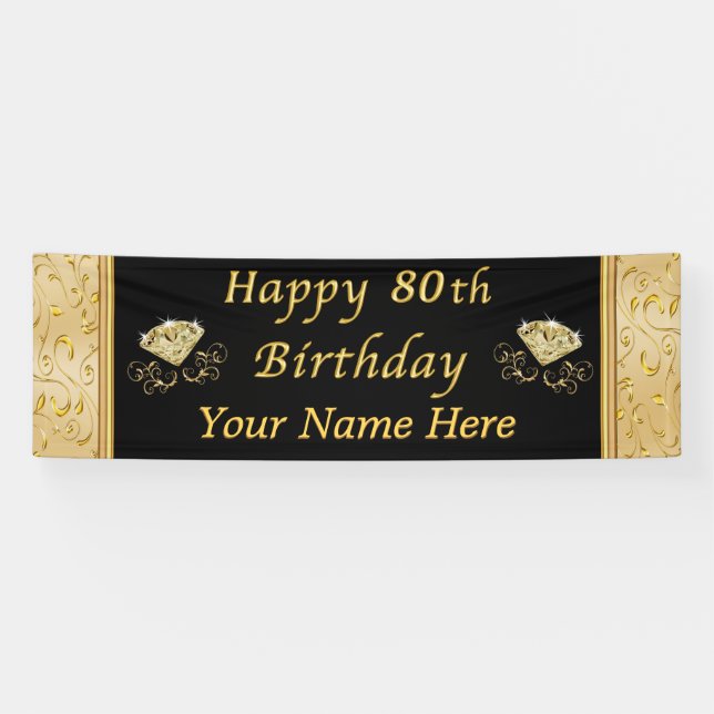 Personalisiert Happy 80. Geburtstagsbanner Banner (Horizontal)