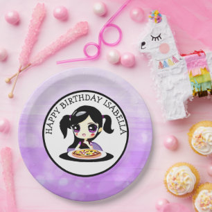 Personalisiert Happy Birthday Anime Girl Pizza Par Pappteller