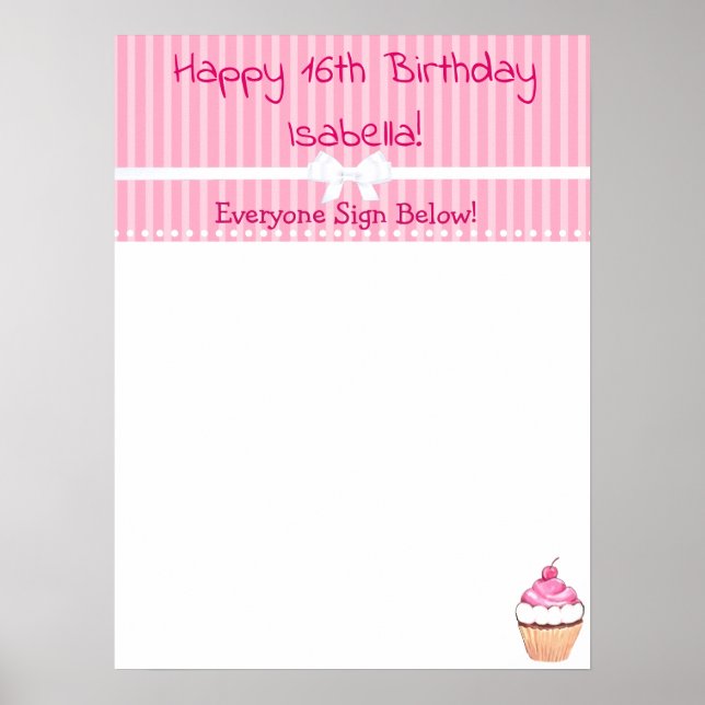 Personalisiert Happy Birthday Autographs Poster (Vorne)
