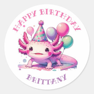 Personalisiert Happy Birthday Axolotl Runder Aufkleber