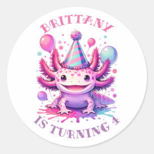 Personalisiert Happy Birthday Axolotl Runder Aufkleber